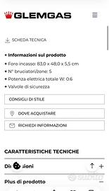 Piano cottura glem gas