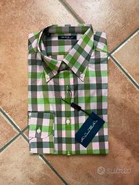 Camicia uomo a quadri verde e rosa - Taglia 40