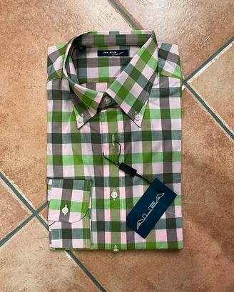 Camicia uomo a quadri verde e rosa - Taglia 40