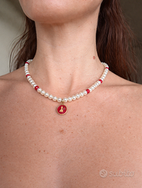 Collana perle con pendente San Gennaro