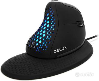 DeLUX Mouse Verticale Con Filo, Mouse Ergonomico c