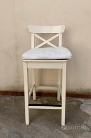 Set 3 sgabelli alti – Bianchi – Con cuscino