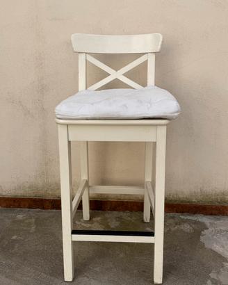 Set 3 sgabelli alti – Bianchi – Con cuscino