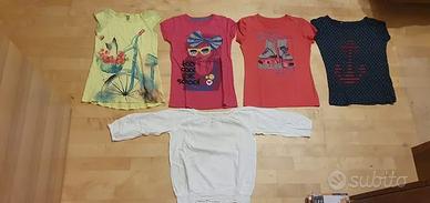5 magliette da bambina taglia 146-152 (11-12 anni)