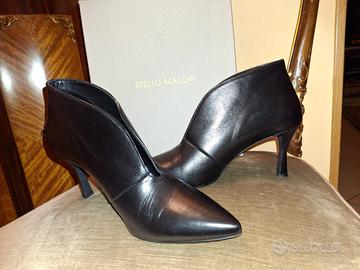 Tronchetti neri in pelle cashmere Stelio Malori 