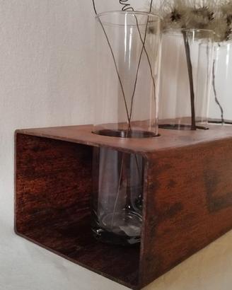 PORTA VASI A TRE IN FERRO ANTICATO