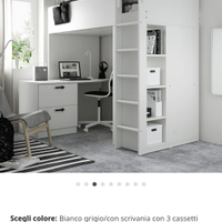 Letto a soppalco con scrivania cassetti e armadio