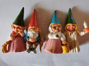 4 Personaggi Gnomi Anni 80 da collezione