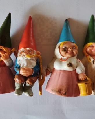 4 Personaggi Gnomi Anni 80 da collezione