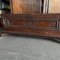 Cassa Panca Antica in Legno Massello Intagliato