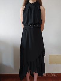 Silvian Heach - abito lungo nero con cintura-tg. S