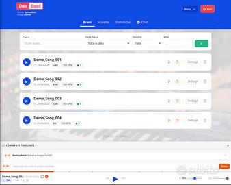 Piattaforma web gratuita per gruppi musicali