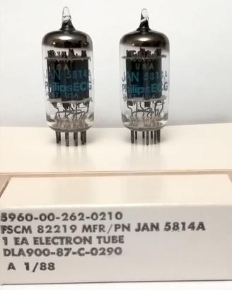 Valvole JAN PHILIPS 5814A NOS NIB (= E82CC =12AU7)