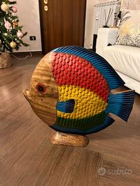 pesce e gufo in legno