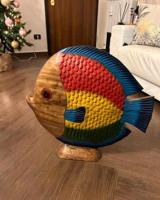 pesce e gufo in legno