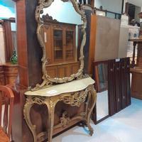 consolle in legno e marmo 