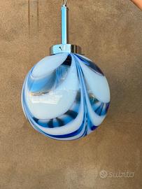 LAMPADARIO VINTAGE VETRO SOFFIATO ANNI '70 BLU