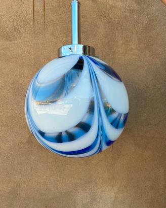 LAMPADARIO VINTAGE VETRO SOFFIATO ANNI '70 BLU