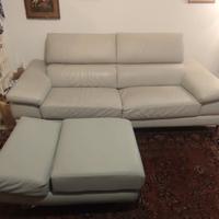 Divano POLTRONE&SOFA' PELLE GRIGIO PERLA CON POUF