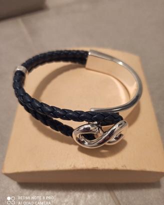bracciale INFINITO argento e cordoncino blu