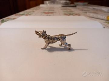 Cane Pointer in miniatura in argento massiccio 800