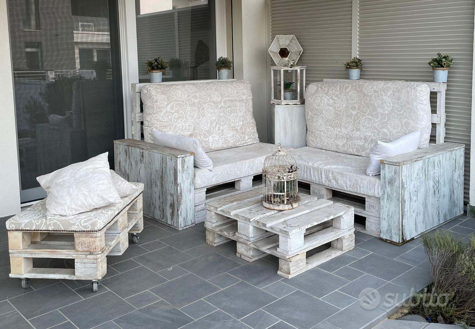 Divano In Pallet EPAL 2 Posti Per Esterni - Richiudibile, Vernice Bianco Waterproof - Foto 6