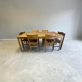 Set tavolo e 6 sedie di legno