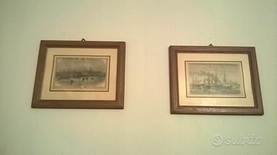 Coppia di piccoli quadri con marine dell''800