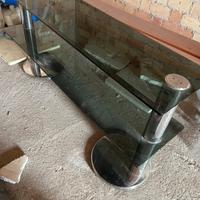 Tavolino vetro e acciaio