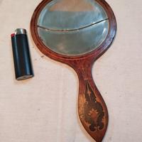 Specchietto Toilette Antico Legno Intarsiato