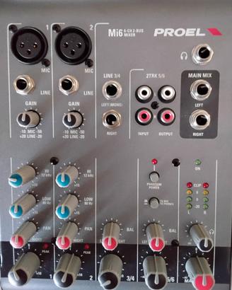 mixer a  6 canali e 2 bus proel Mi6 dj

