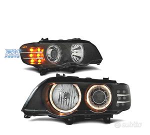 FARI OCCHI ANGEL BMW X5 E53 99-03 FONDO NERO FRECC
