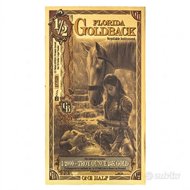 1/2 Florida Goldback Banconota Oro, 1/2000 oz