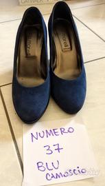 Scarpe donna 37 blu camoscio 