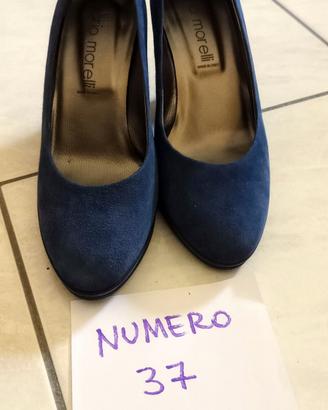 Scarpe donna 37 blu camoscio 