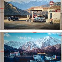 Quadri Americani in metallo, Diner, anni '50, Pub