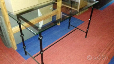 Tavolino salotto cristallo e ferro battuto