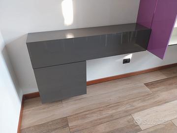 Salotto componibile grigio scuro e viola