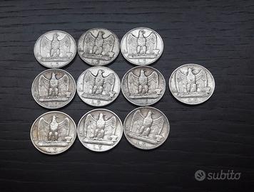 ARGENTO _ lotto 10x 5 lire aquilino ITALIA REGNO