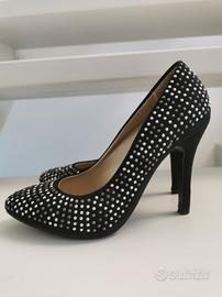 Décolleté eleganti scarpa con tacco nero donna 37