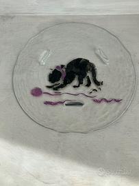 Sottopentola in vetro decorata a mano con gatto