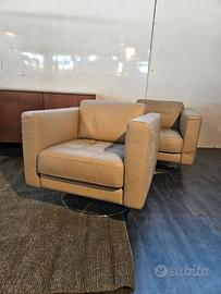 Coppia di Poltrone in pelle Nevada girevoli