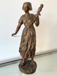 Scultura vintage "Fileuse par Chauvin”