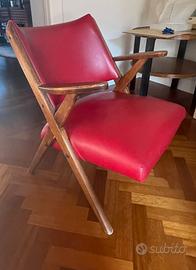 Poltrona Dal Vera rosso corallo anni 50/60.