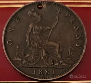 moneta Victoria One Penny 1881