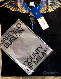 T-shirt Marcelo Burlon Wings Blue/Yellow - Taglia