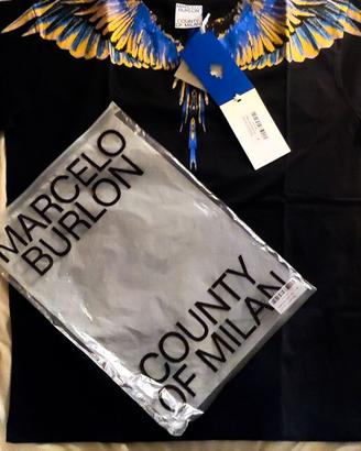 T-shirt Marcelo Burlon Wings Blue/Yellow - Taglia