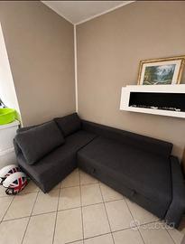 Divano letto angolare grigio con contenitore