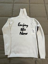 Maglione, Pullover, dolcevita collo alto, bianco