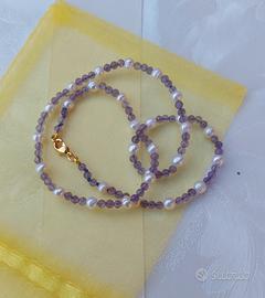 Collana Perle Acqua Dolce e Ametista 